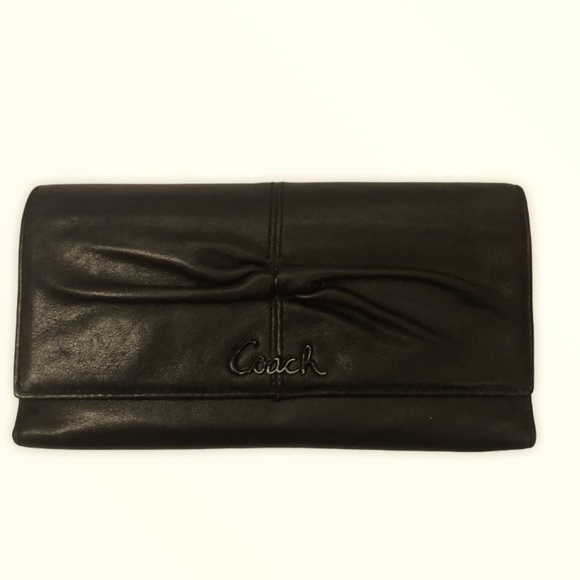 Coach black leather checkbook wallet - Picture 1 of 11